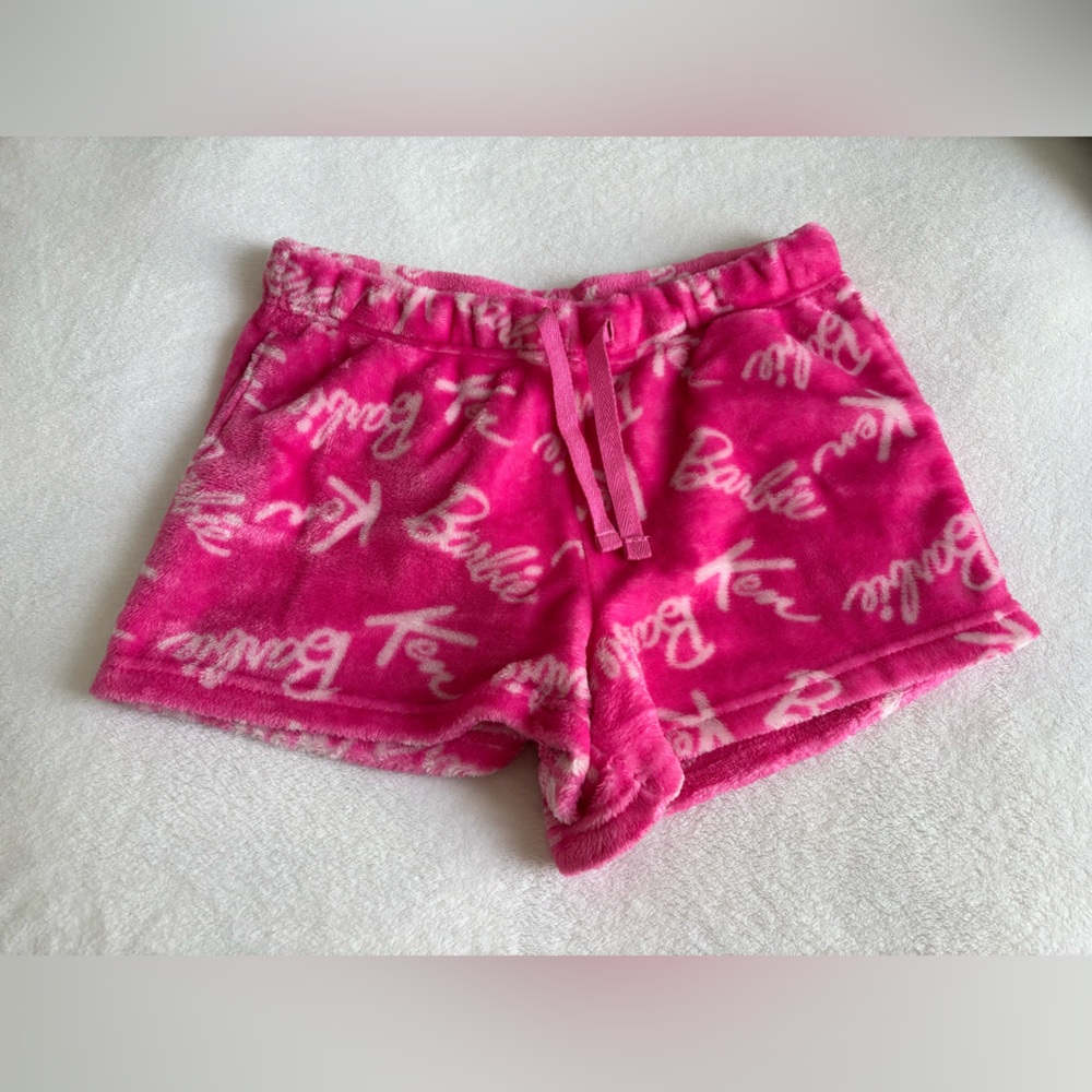 barbie logo plush shorts